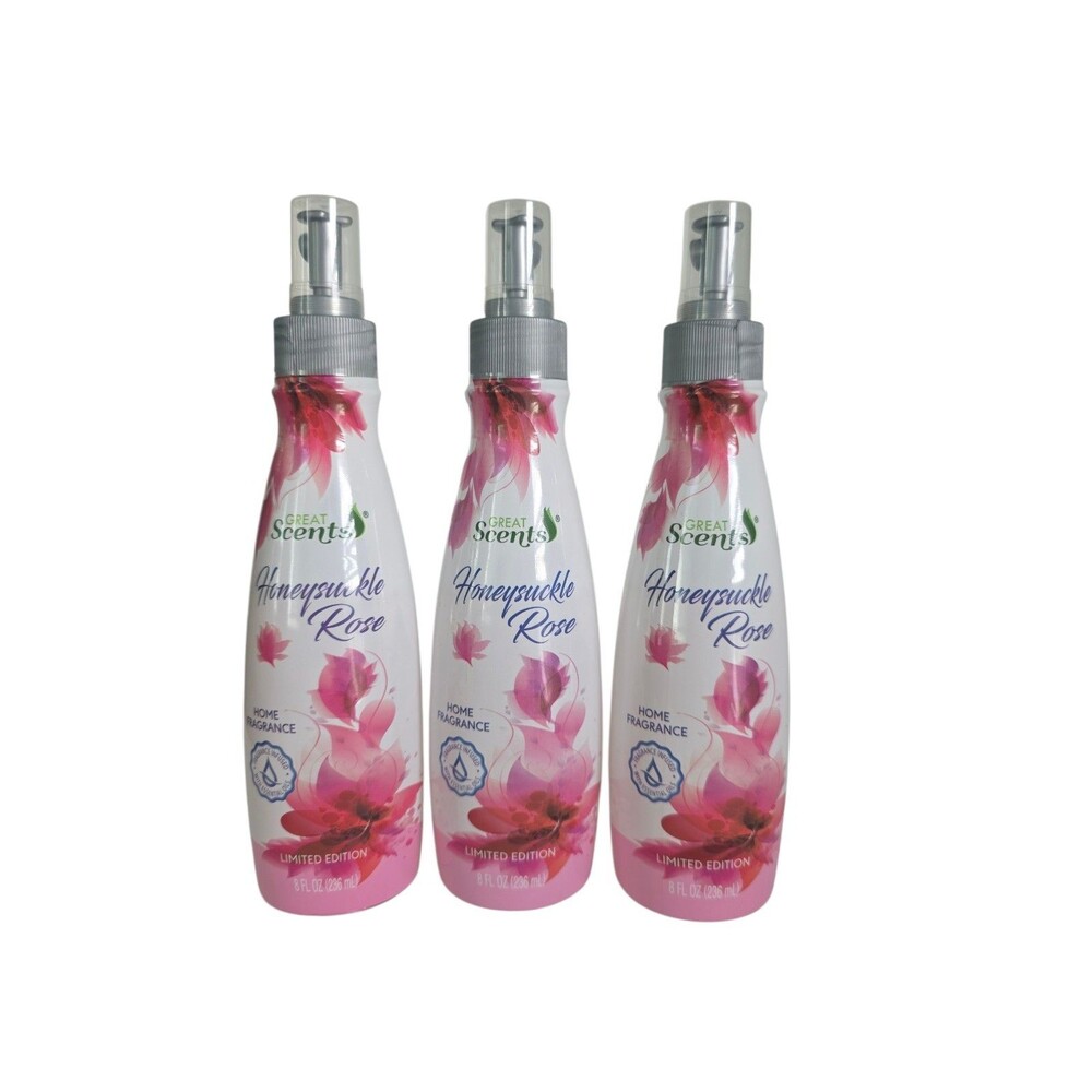 Great Scents Honeysuckle Rose Home Fragrance With Essential Oils 8 Fl.oz~ 3pk